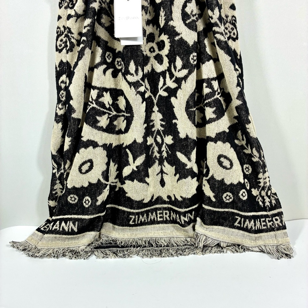 Zimmermann Rhiannon Fringed Terry Cloth Mini Dress Black Cream US 10 AU 3 NWT - Picture 15 of 17